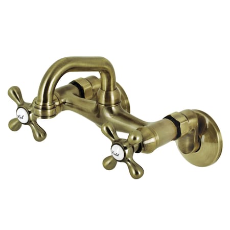 Kingston Brass KS212AB Two-Handle Wall Mount Bar Faucet, Antique Brass KS212AB